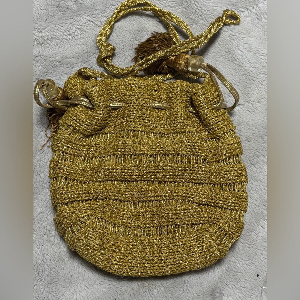 Sharif Gold Textured Shoulder Bag